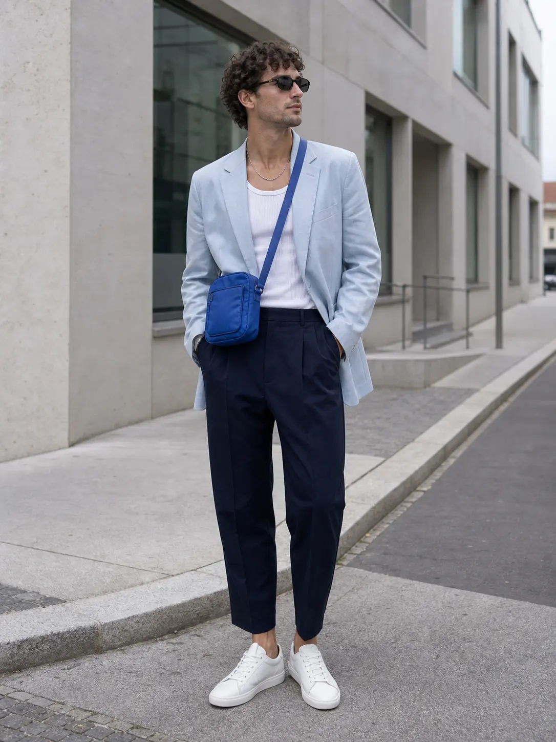 Men's cobalt sport tailoring outfit for work and weekend use