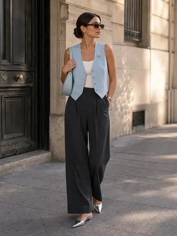 Rome ice blue waistcoat outfit reference for photo-based try-on