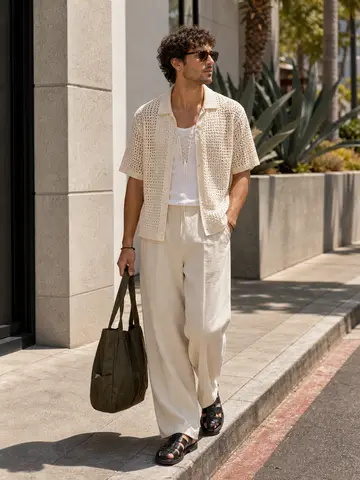 Tokyo open-knit resort outfit reference for photo-based try-on